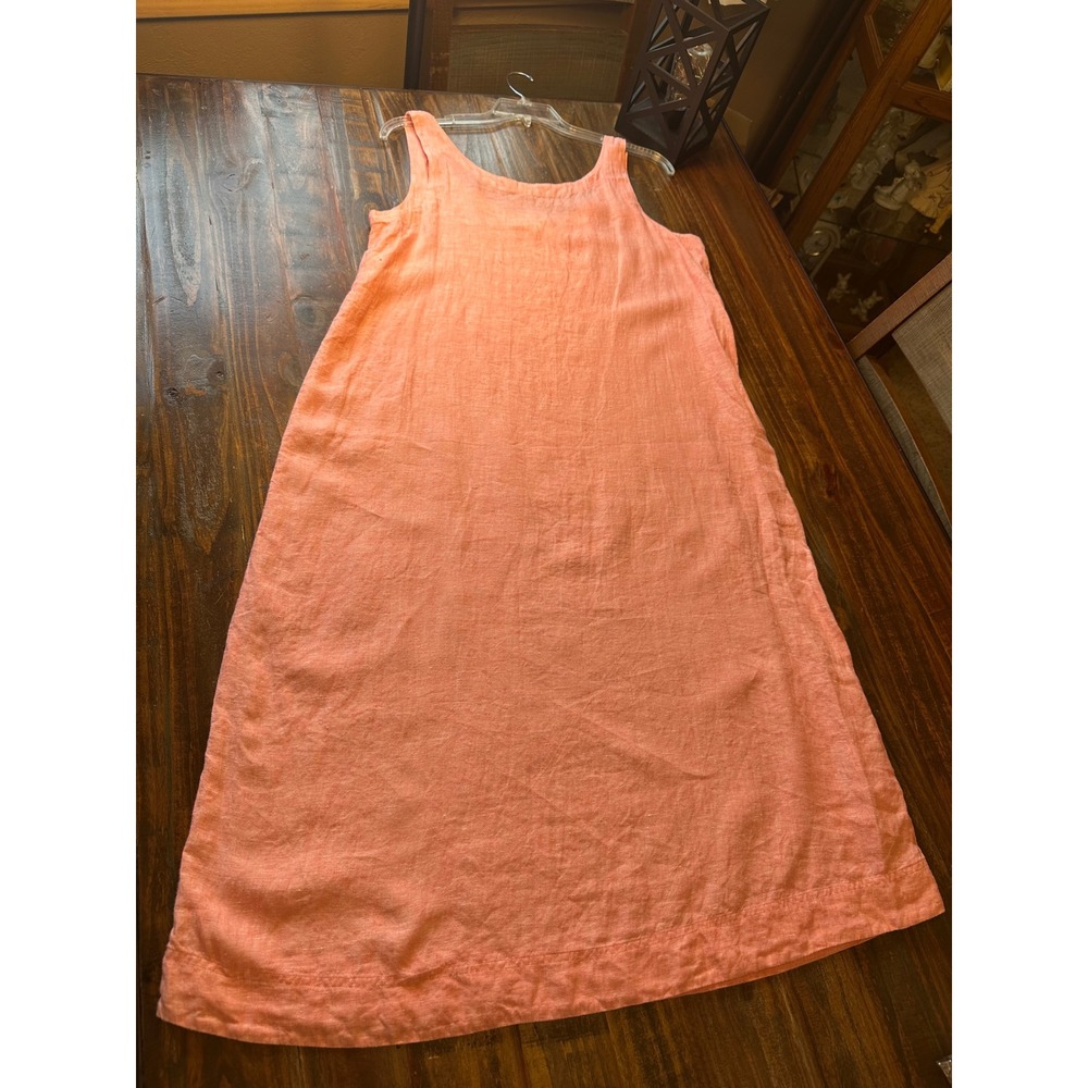 Haven Well Within Coral Pink 100% Linen Sleeveless Shift Midi Dress Womens Large - Picture 2 of 11